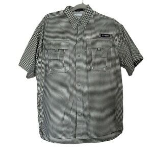 Columbia Shirt Super Bahama Performance Fishing Gear Green Gingham Size S/P